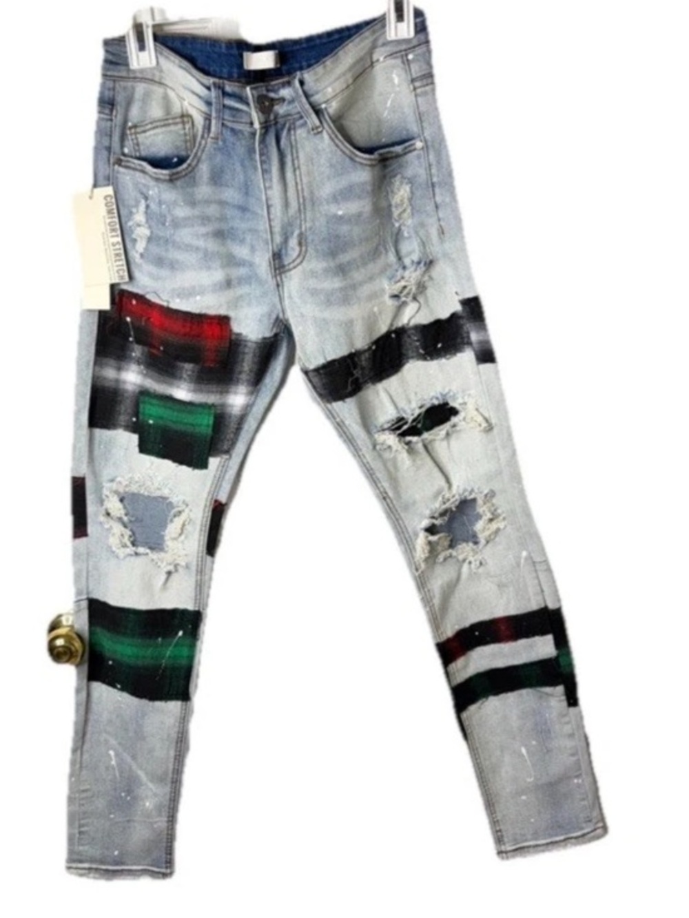 NWT $99 KDNK LA Luxury Patch Work Jeans Size 30 Y2K Style Rare Find!!